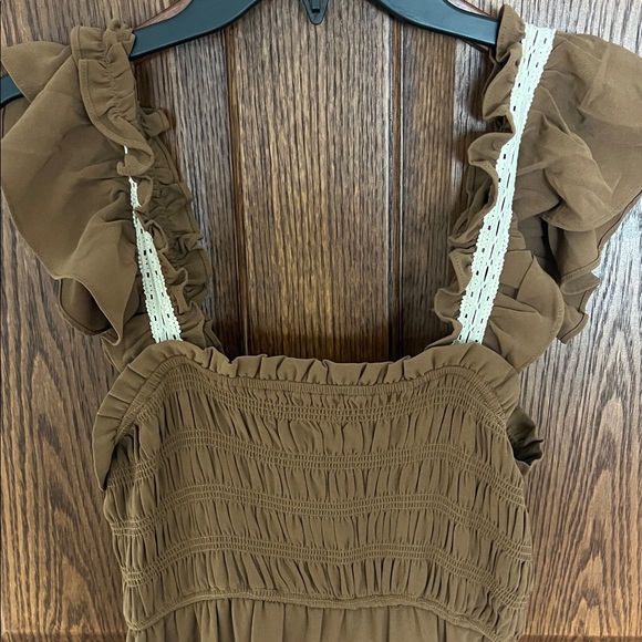 Brown Ruffle Maxi Dress - Picture 3 of 3